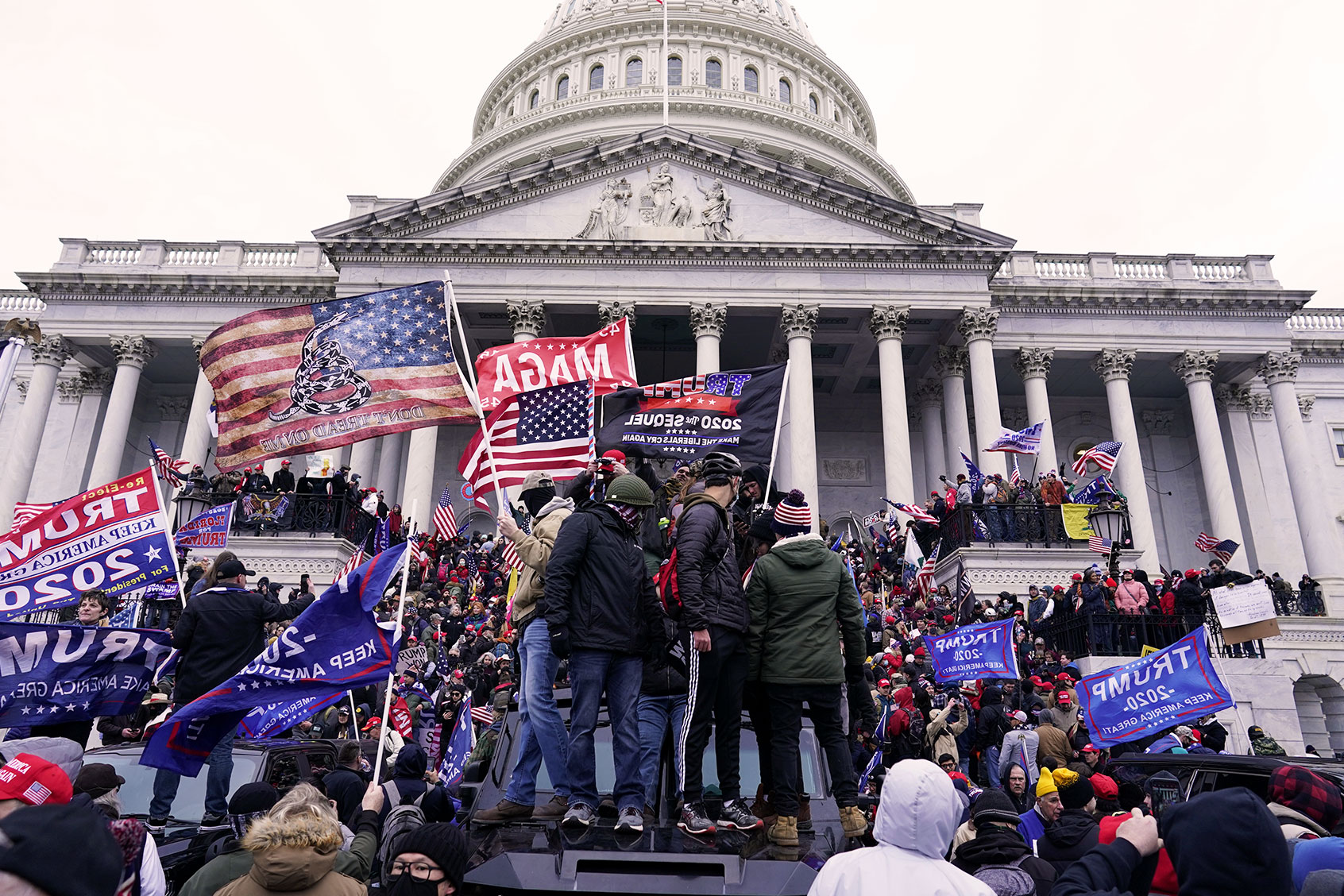 Protesters at the U.S. Capitol, Jan. 6, 2021. (Kent Nishimura/Los Angeles Times via Getty Images)