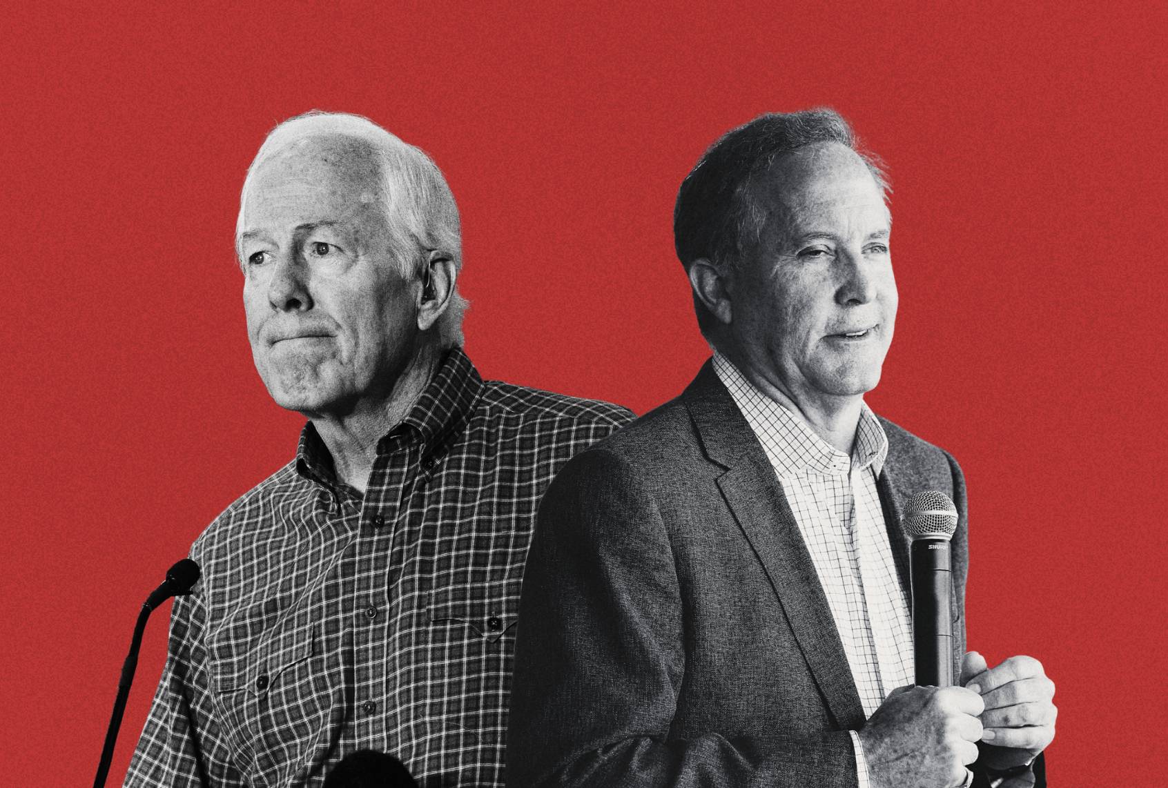 Sen. John Cornyn and Texas Attorney General Ken Paxton will advance to a May 26 run-off to determine the Lone Star State's GOP Senate nominee (Illustration by Salon / Getty Images / Danielle Villasana / Richard Rodriguez)