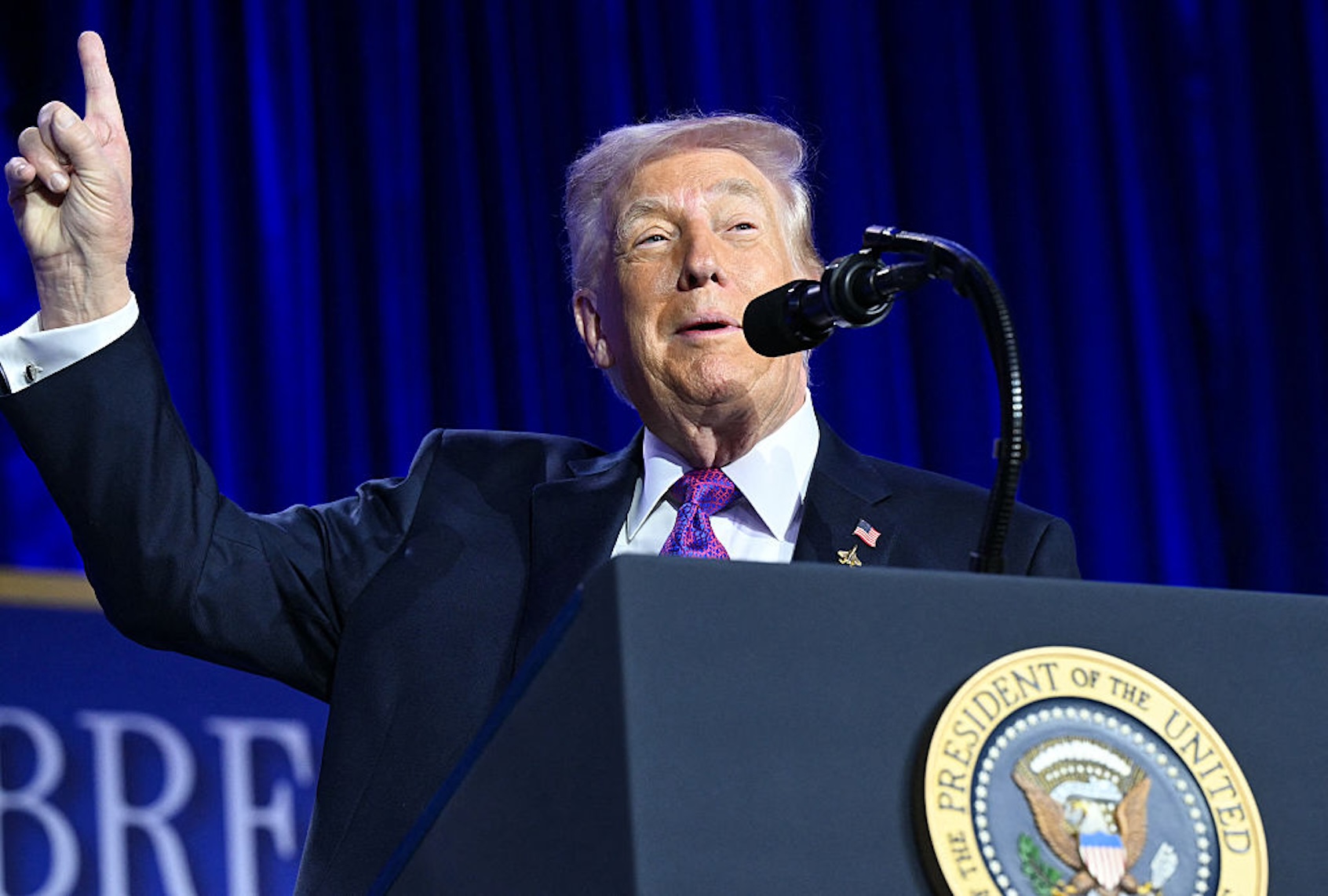 President Donald Trump speaks at the National Prayer Breakfast on Feb. 5, 2026. ( SAUL LOEB / AFP via Getty Images)