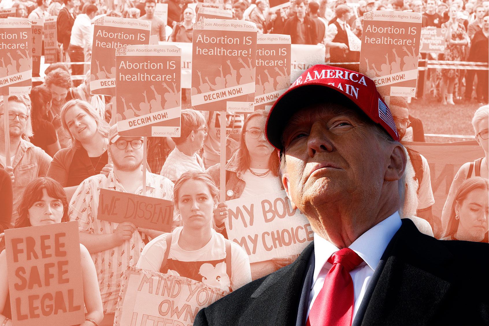 Donald Trump. Pro-choice protesters. (Photo illustration by Salon/Getty Images)