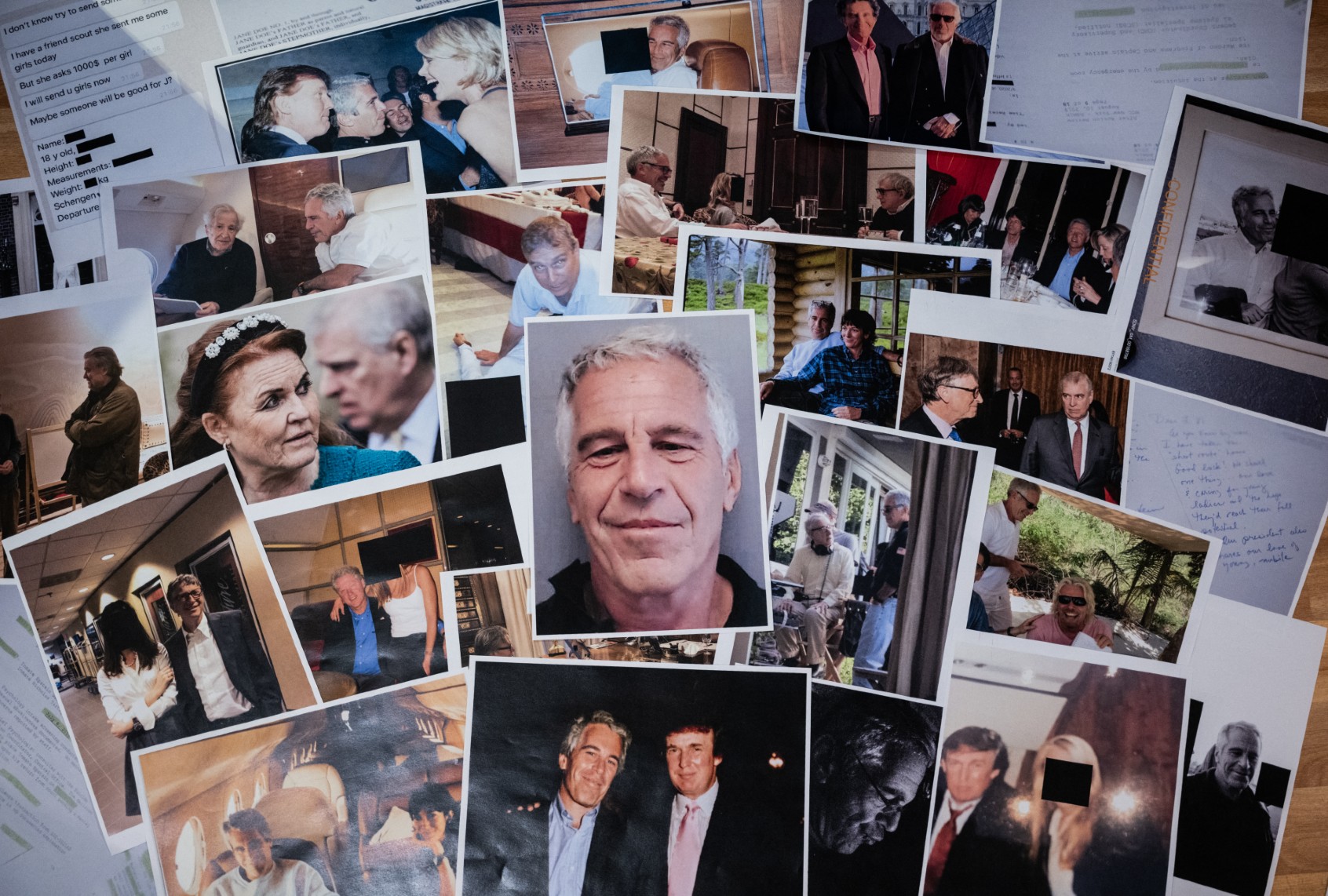 Pictures provided by the U.S. Department of Justice as part of the Jeffrey Epstein files (Martin BUREAU / AFP via Getty Images)