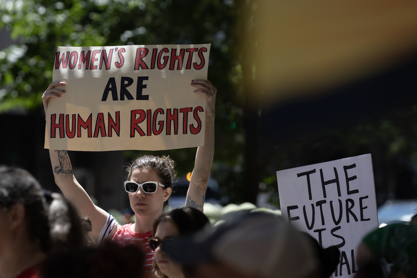 A protester in Chicago on the second anniversary of the Supreme Court's Dobbs decision, June 2024. (Scott Olson/Getty Images)