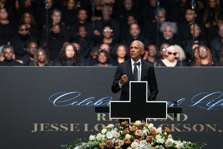 Presidents Obama, Biden and Clinton along with many dignitaries honored the life of Rev. Jesse Jackson on Friday in Chicago, challenging people to carry on his legacy of civil rights and faith. (Scott Olso n/ Getty Images)