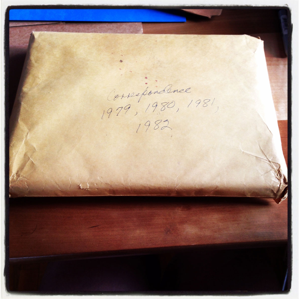 Envelope of correspondence from 1979-1982 between author's mother and Howard Cruse.