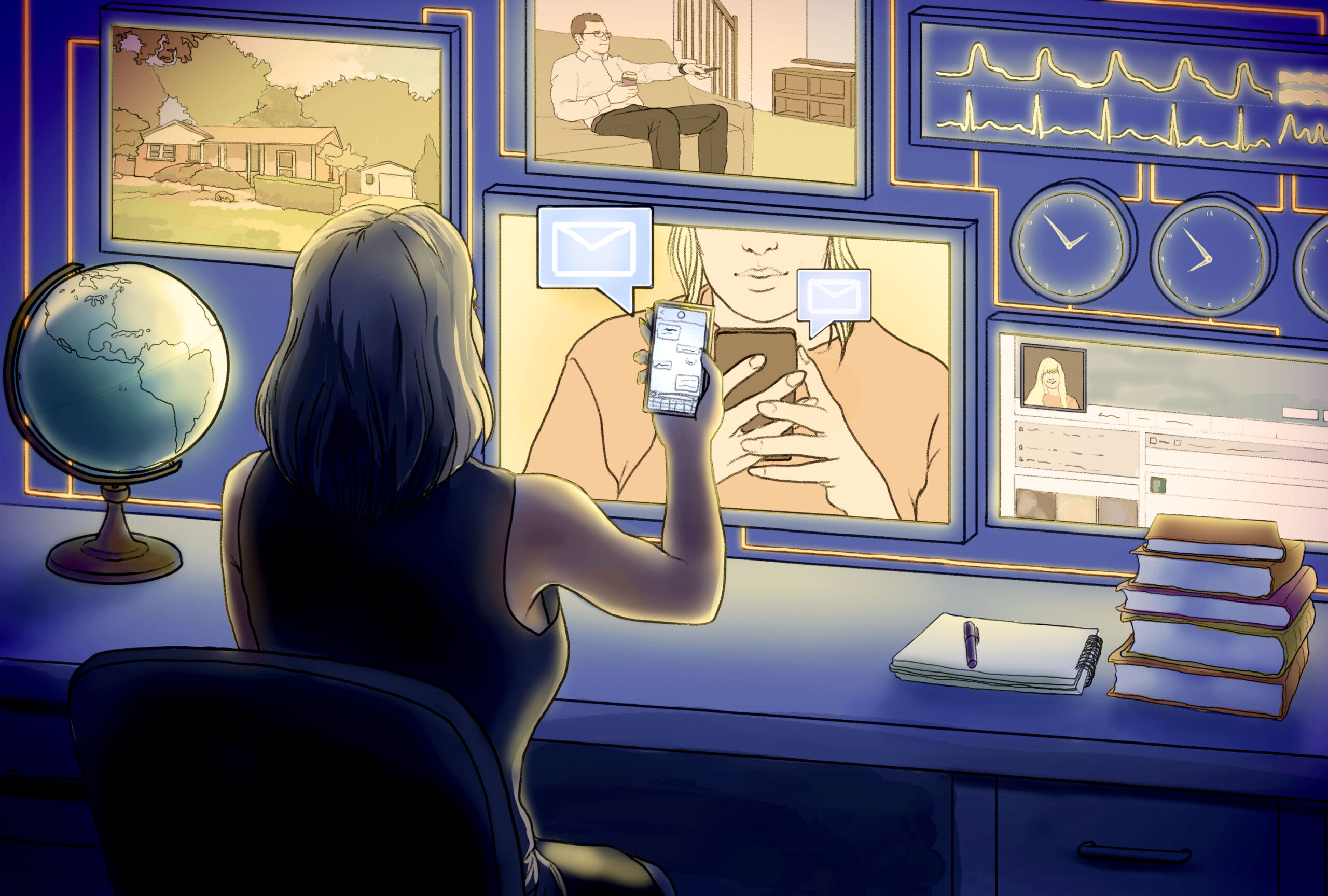 Spying on an Ex through their spouse (Illustration by Ilana Lidagoster/Salon)